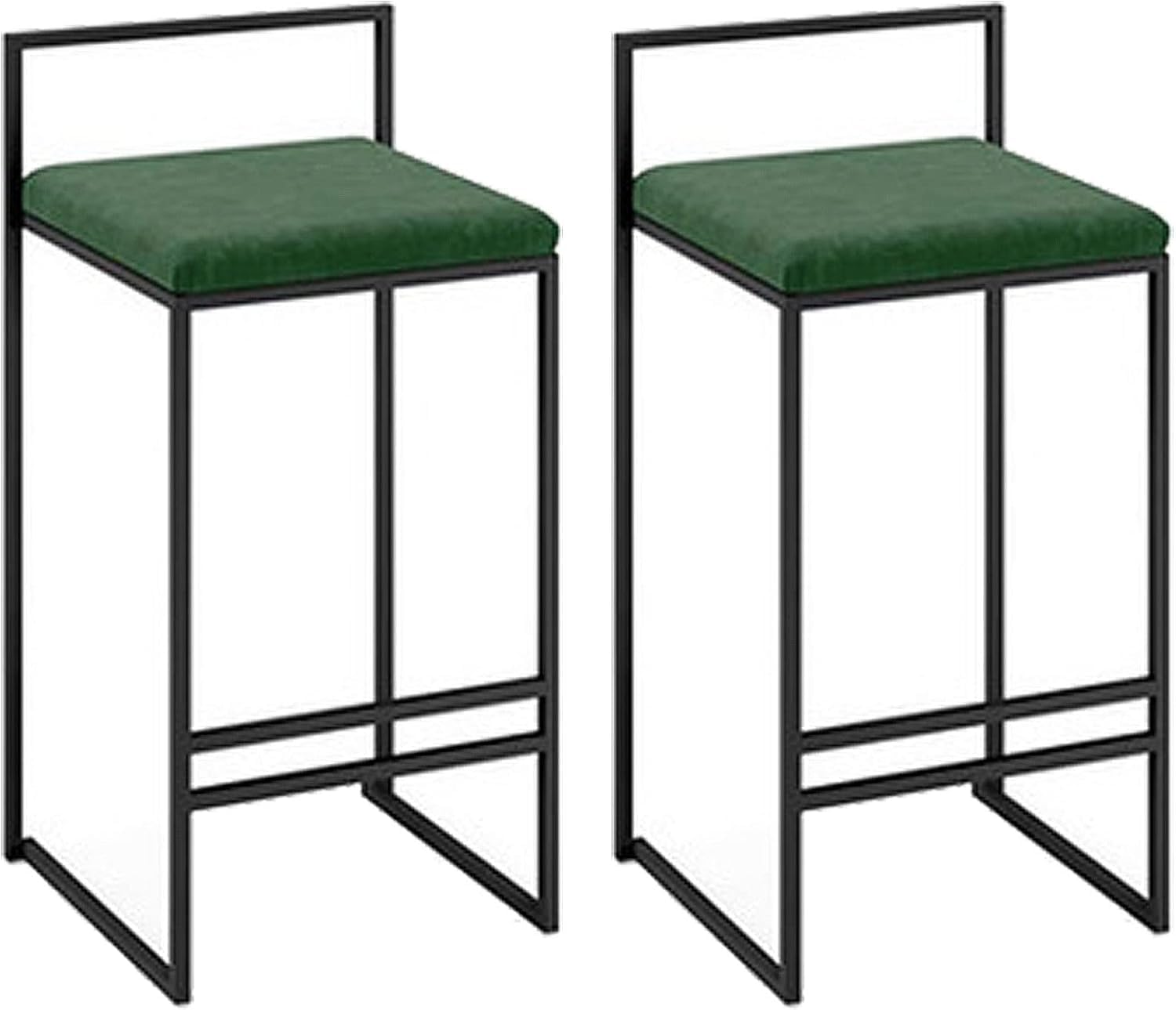 Chaises de bar rembourrées à dossier bas vert lot de 2 pcs