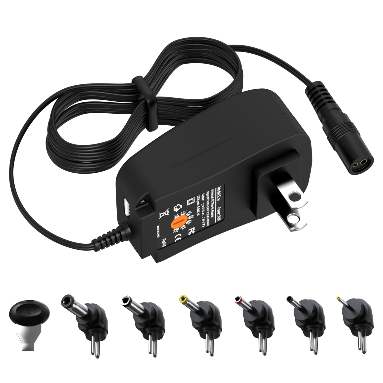 Universal 3V~12V 30W Power Supply Charger–Adjustable Voltage 3V 4.5V 5V 6V 7.5V 9V 12V (Up to 2A) with 6 Tips & 5V 2.1A USB Port for Monitor, Router, Camera, Speaker and More Household Electronics-picture-18