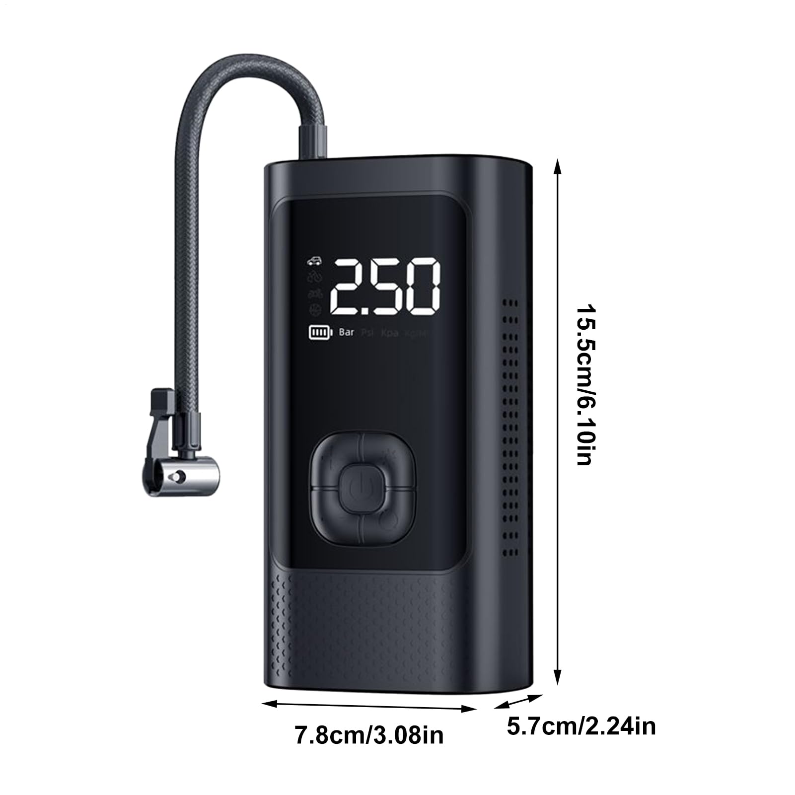 Gonfiatore portatile per auto, 3-150 psi, pompa per pneumatici per bici, senza fili, con luce LED, per viaggi e pendolari quotidiani
