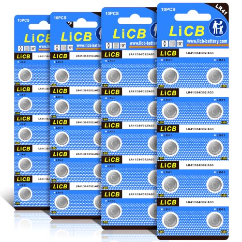 LiCB 40 Pack LR41 AG3 392 384 Batteries,Long-Lasting & Leak-Proof,High Capacity 1.5 Volt LR41 Coin...