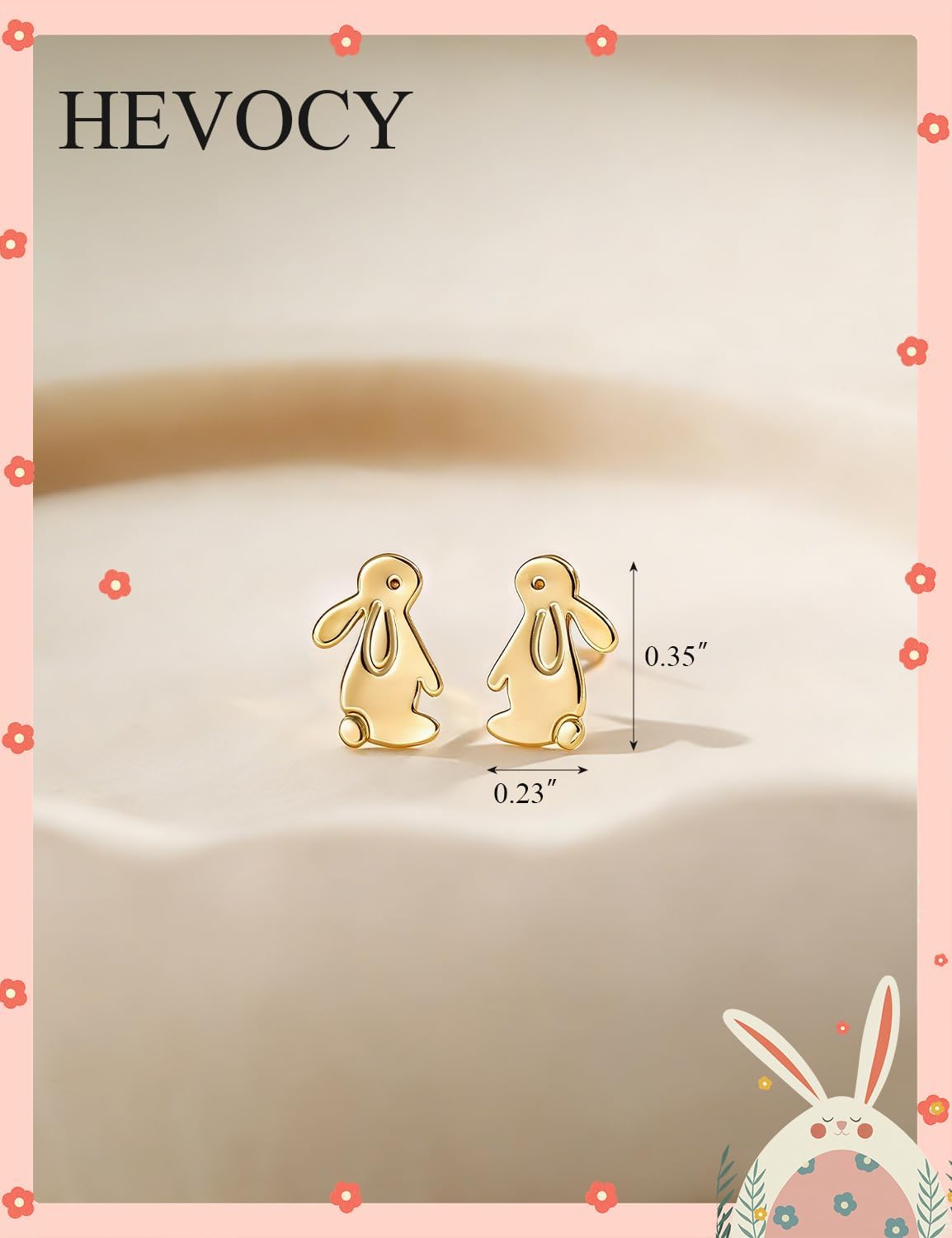 Easter Bunny Stud Earrings for Women Trendy - Dainty Small 14K Gold/Sterling Silver Plated Mini Rabbit Earrings for Women, Cute Easter Spring Jewelry Gift, 6.2x9mm - Image 6