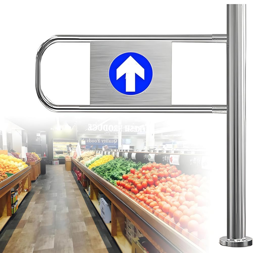 Puerta oscilante de seguridad con resorte de apertura de 90°, barrera de metal, valla industrial con montaje en poste para pasillos de fábrica y mercado, control de acceso duradero y seguro