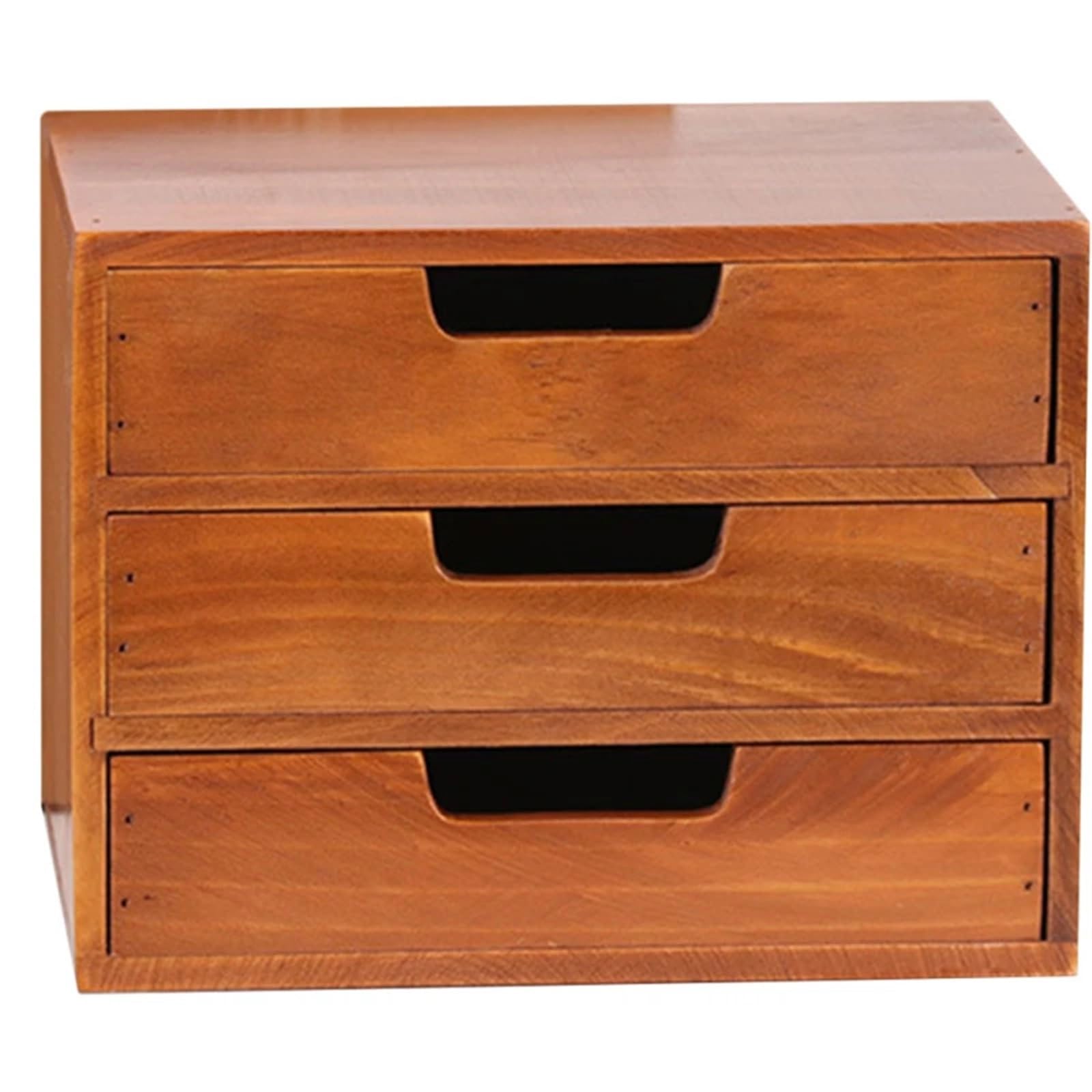 Organizer da scrivania a 3 ripiani, in legno, piccolo cassetto per gioielli, bigiotteria, cancelleria, 25 x 19 x 17,5 cm