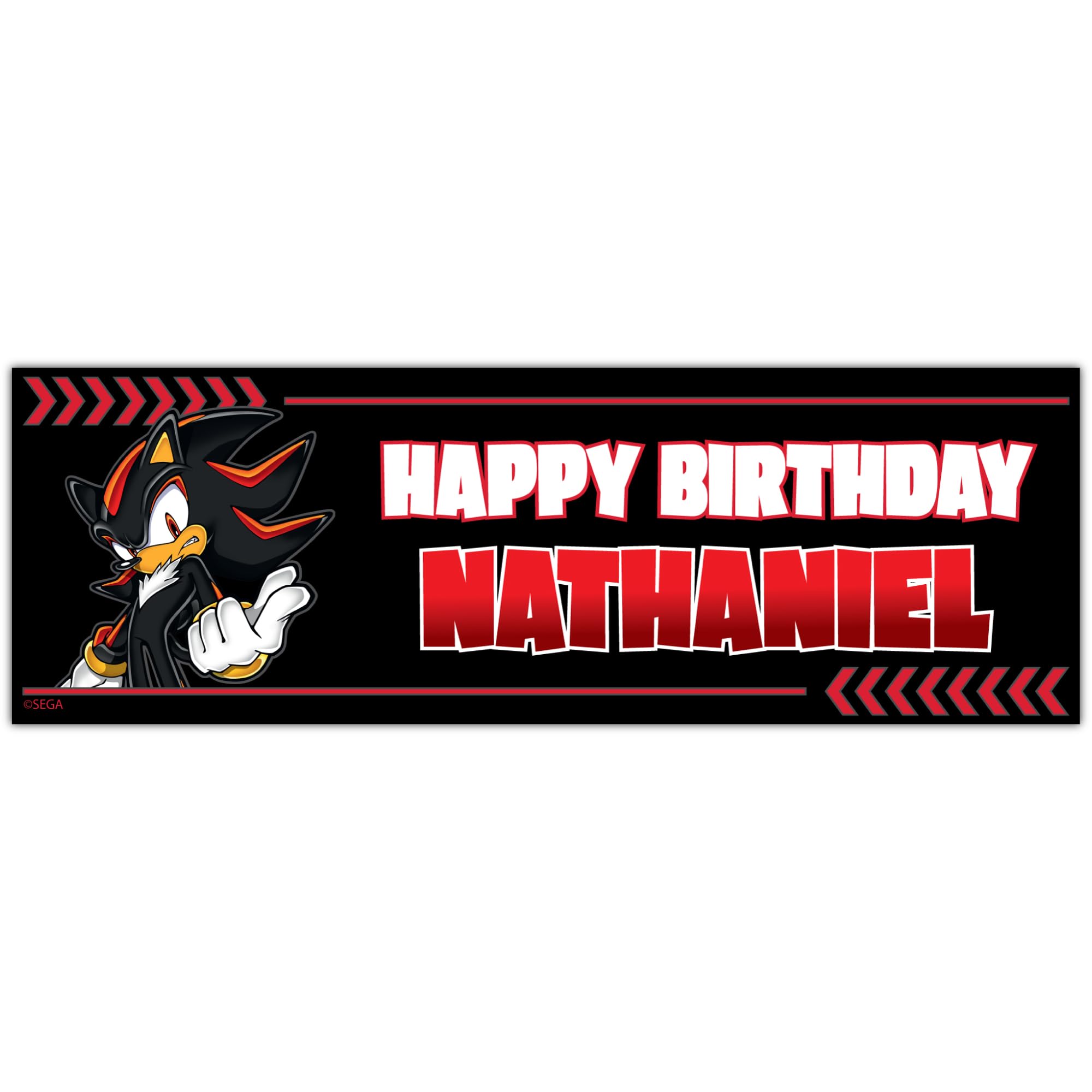 Sonic The Hedgehog Birthday - Shadow Personalised Banner Wall Sticker (90cm width x 30cm height)