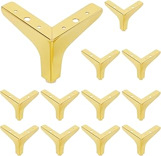 4 Inch Gold Metal Furniture Legs, Set of 12, Replacement Triangle Couch Legs with Screw, Metal Triangle Furniture Feet for Dressers, Cabinets, Sofas, Tables, Chair & More