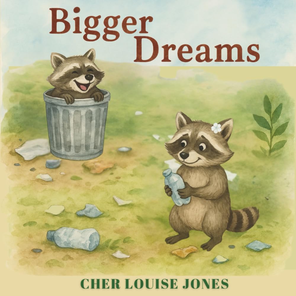 Bigger Dreams: A rhyming tale of raccoon mischief, big dreams, and going green.