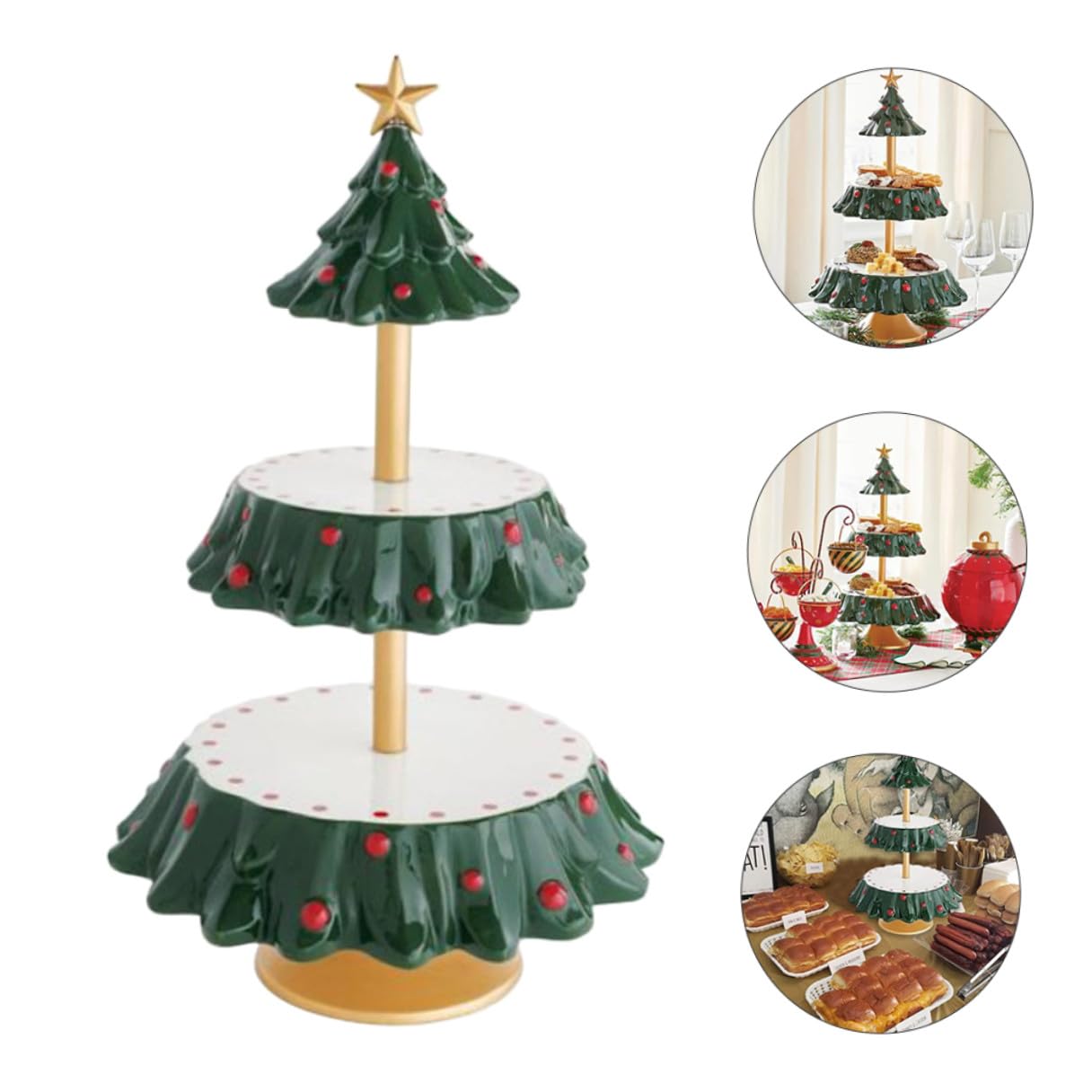 OUNONA Bandeja de Resina Multifuncional para Aperitivos Navideños Soporte para Dulces y Platos de Fruta, Diseño de Mesa Pequeña para Snacks en Fiestas y Celebraciones, Decoración