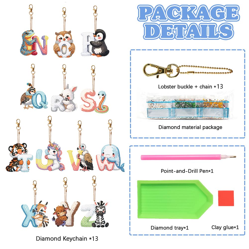 Amazon | sikiwind 13個アルファベット動物ダイヤモンドアート