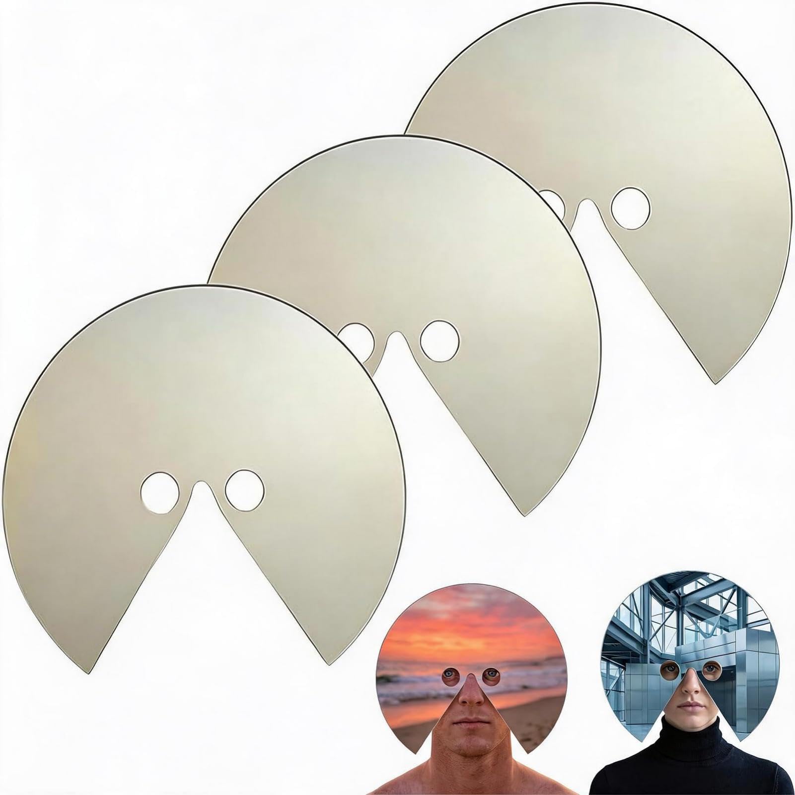 Mirror Mask, Acrylic Head-mounted Half Face Mask，3 Pcs：20cm