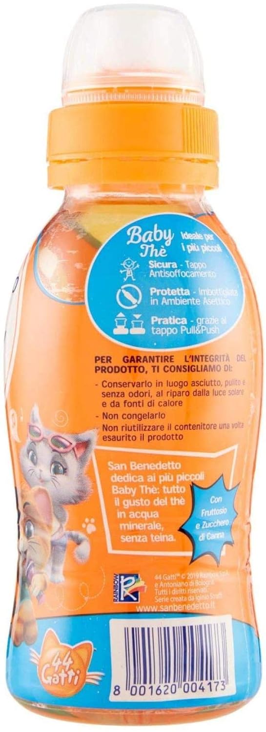 24x San Benedetto Baby Thè Peach Iced Tea with Fructose & San Benedetto Aquavitamin I Feel Good Lemon Flavor Drink Drink Water with Vitamin C 40cl Health Food! 25cl