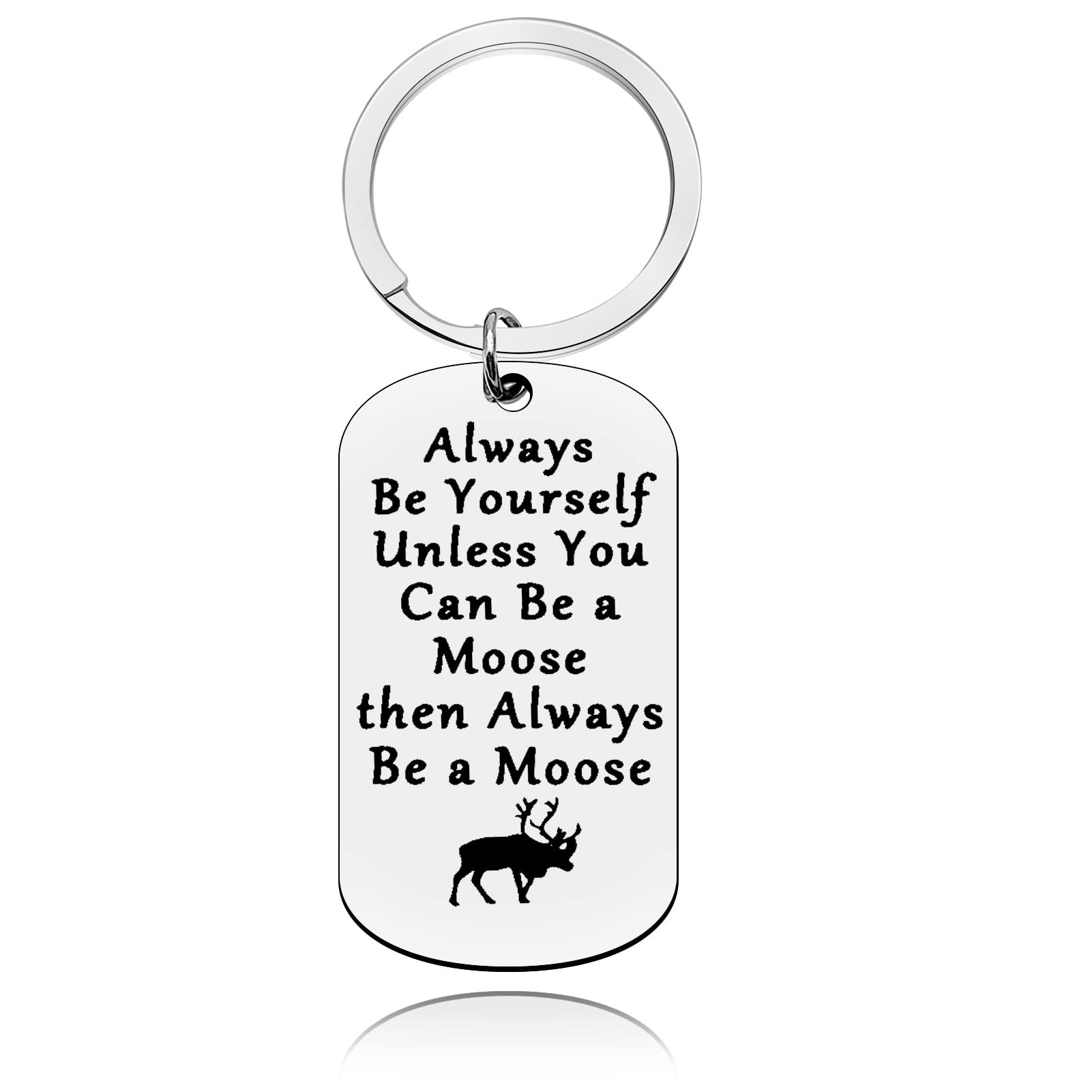 Moose Keyring Gifts Inspirational Keychain for Animal Lover Fuuny Gifts for Women Men Best Friend Father Day Christmas Anniversary Birthday Presents for Moose Whisperer Mom Dad