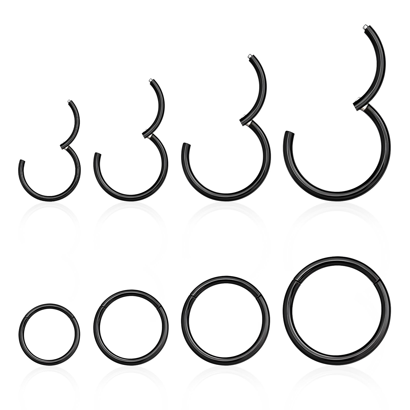 jagosen Nasenpiercing Ring Silber 8stk 18g Nasenring Nostril Septum Piercing Rings Set Chirurgenstahl Dünn Lippenpiercing Septum Clicker Knorpel Piercing Ohr Für Damen Männer 8mm/10mm/12mm/14mm