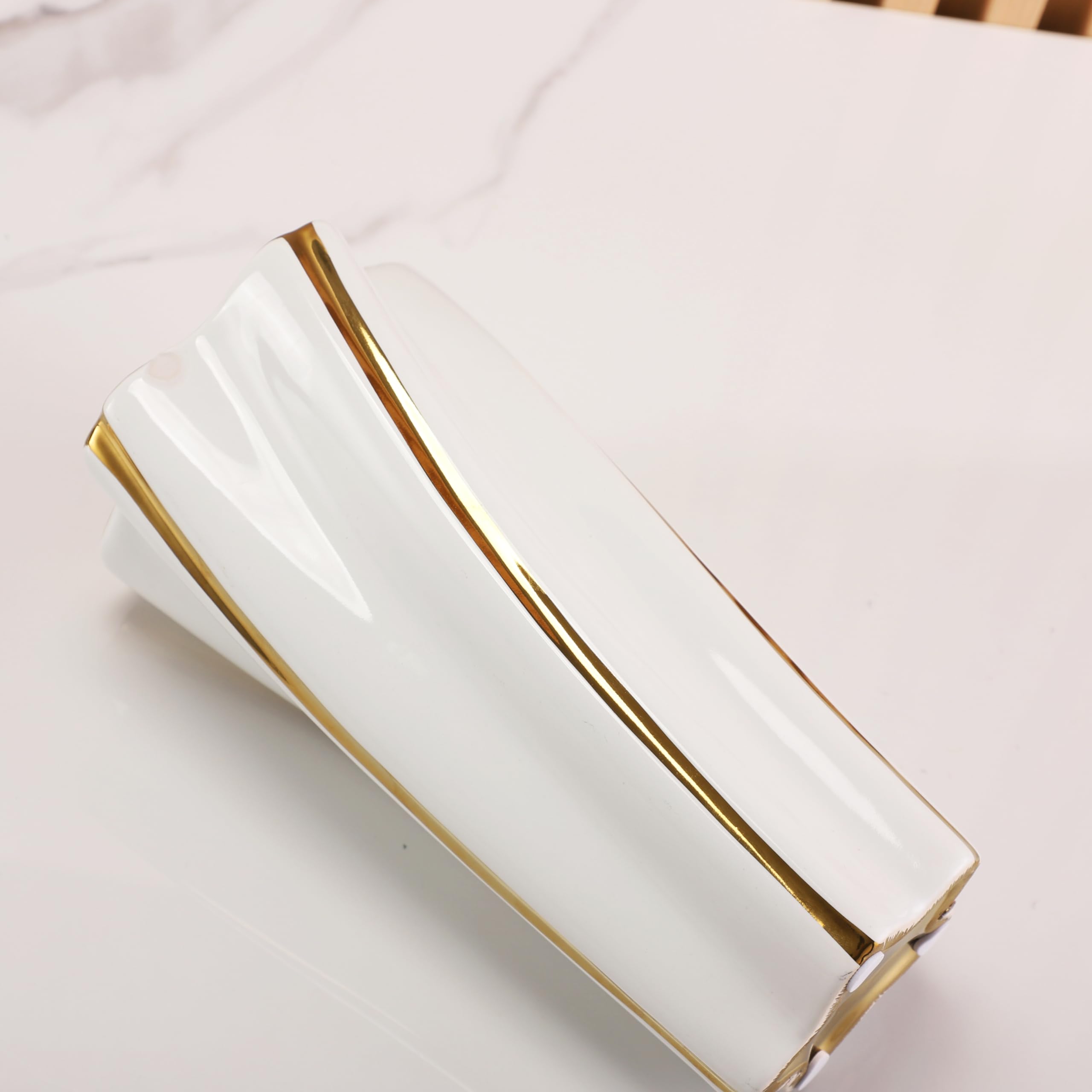 Amazon.co.jp: 白と金の花瓶 セラミックゴールド花瓶 ホーム