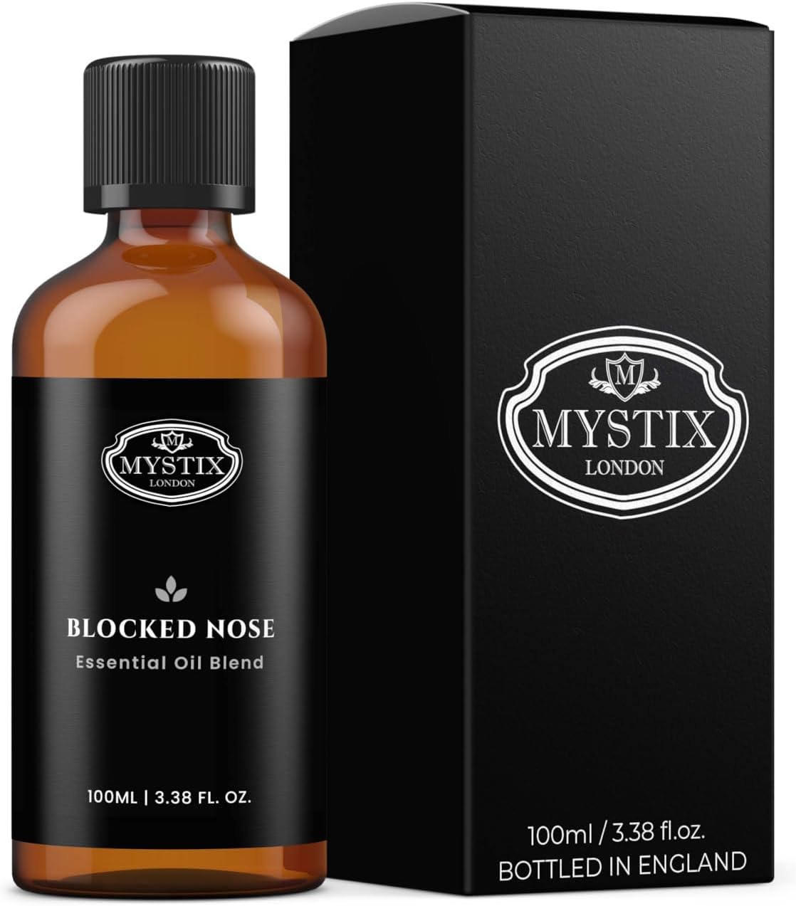 Mystix London | Blocked Nose Pure & Natural Essential Oil Blend 100ml - for Diffusers, Aromatherapy & Massage Blends | Perfect as a Gift | Vegan, GMO Free