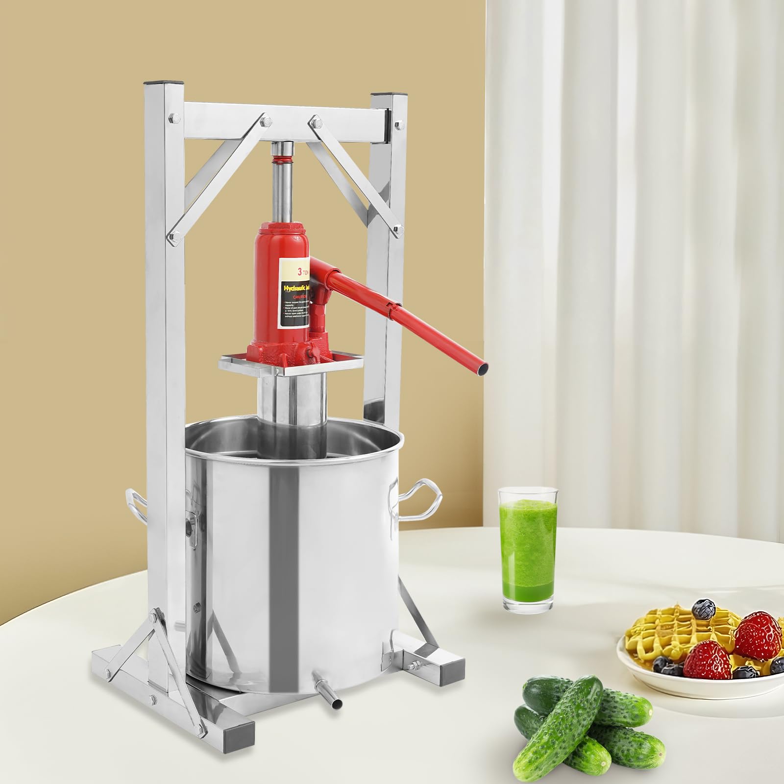 12L/3.17Gal Apple Cider Press Fruit Wine Press with Stainless Steel Bucke, Hydraulic Jack Press Extractor Manual Juice Press Machine Kit for Juice, Vegetable, Wine, Cheese, Herbs