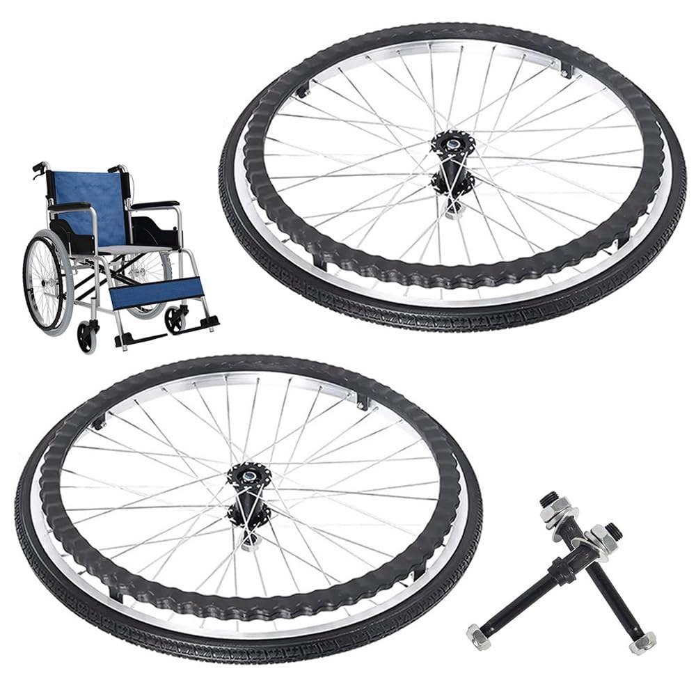 Ruedas Para Sillas De Ruedas 20 22 24 Pulgadas Rueda De Poliuretano Sólido De Repuesto A Prueba De Pinchazos, Accesorios Recambio De Ruedas(Black,2Pcs-22in/55cm)