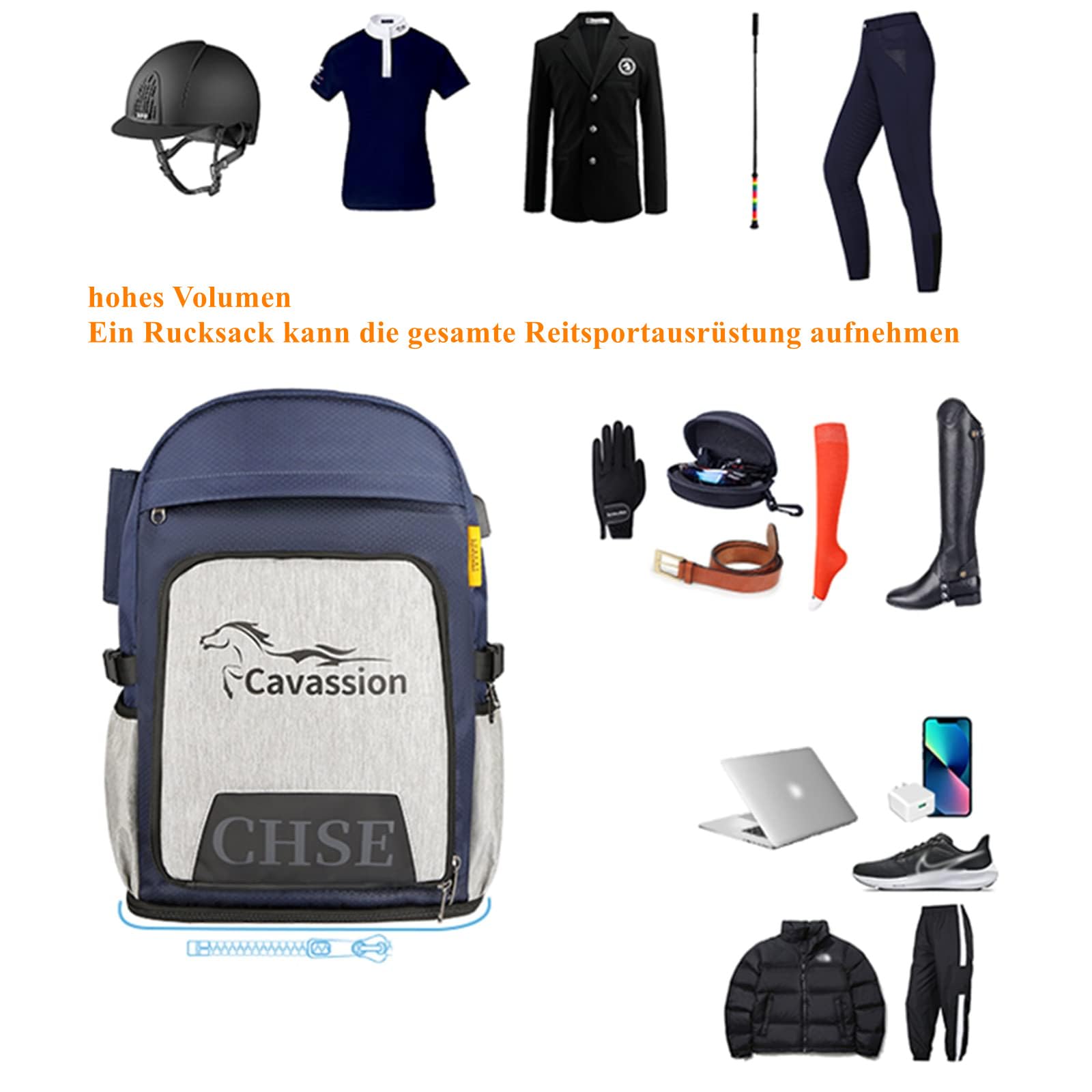 Sport Tent Professionelle Reitsport Stiefeltasche Reitstiefelrucksack Reitstiefeltasche Oxford Kombitasche wasserdichte Große Reittasche für Helm Stiefel