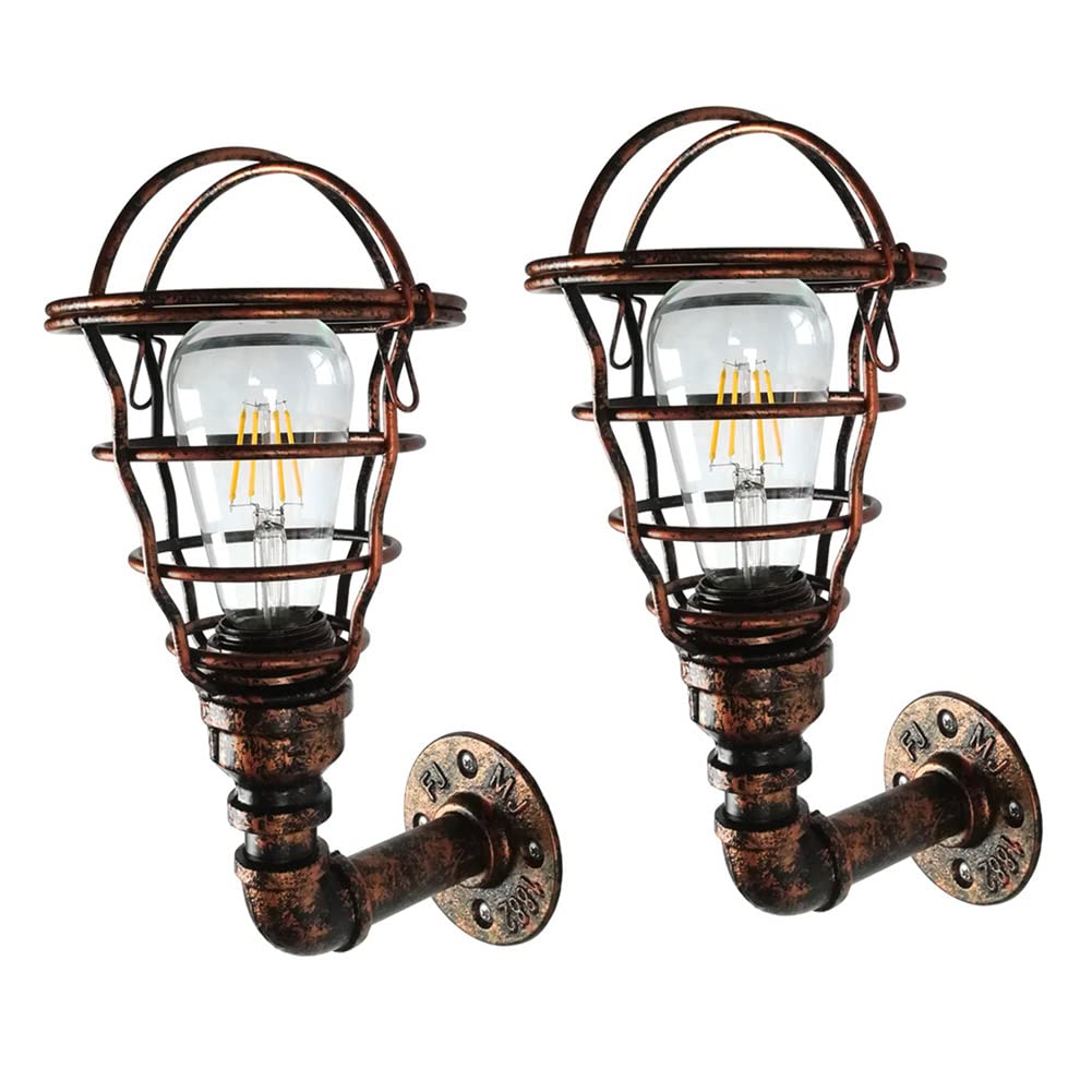 FZQSXAZU Industrial Wall Lights Vintage Lamp Wrought Iron Waterproof Antique Sconce Water Pipe Fixtures for Bedroom Corridor Restaurants Bar Indoor Outdoor