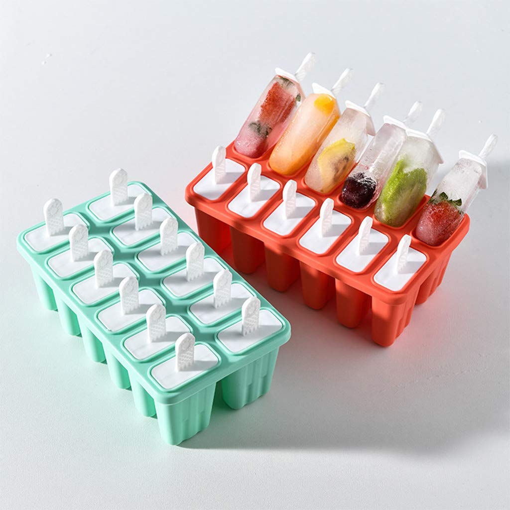 Molde de silicona for paletas 12 cavidades, moldes for helado, for el hogar, molde for hielo enrejado(Green)