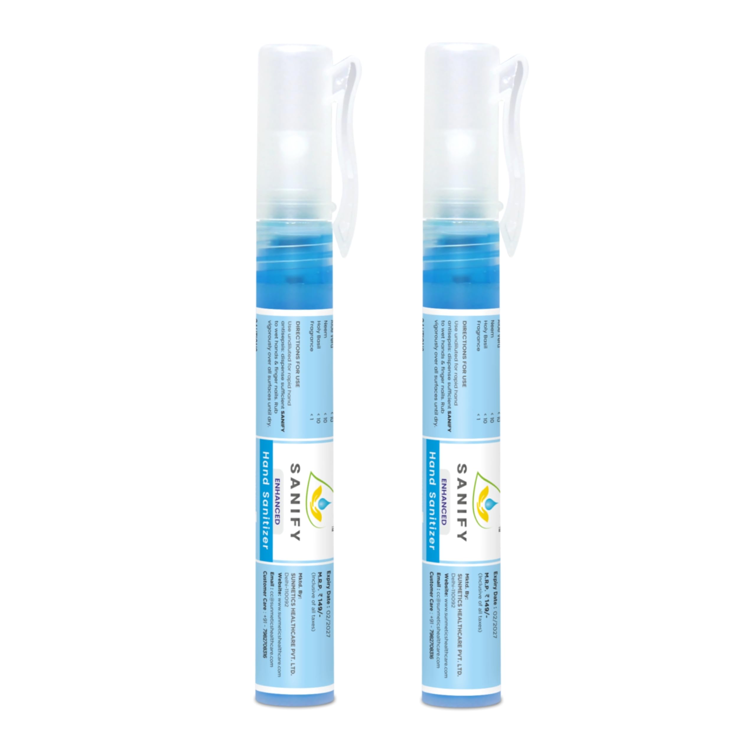SANIFY HERBAL LIQUID HAND SANITIZER PEN SPRAY| 10ML (2) | Alcohol Based Liquid Hand Sanitizer Spray - 80% Ethyl Alcohol, Kills 99.9% Bacteria & Germs, Prevents Skin Dryness, Signature Fragrance, No Parabens, No Sulphate & No Color (B07NDGYDK2) Amazon Price History, Amazon Price Tracker
