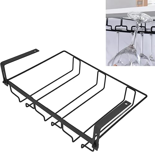Miniatura 4 de Soporte para copas de vino, soporte para copas de vino debajo del estante, estante para copas de vino, estante para copas de vino, soporte de metal