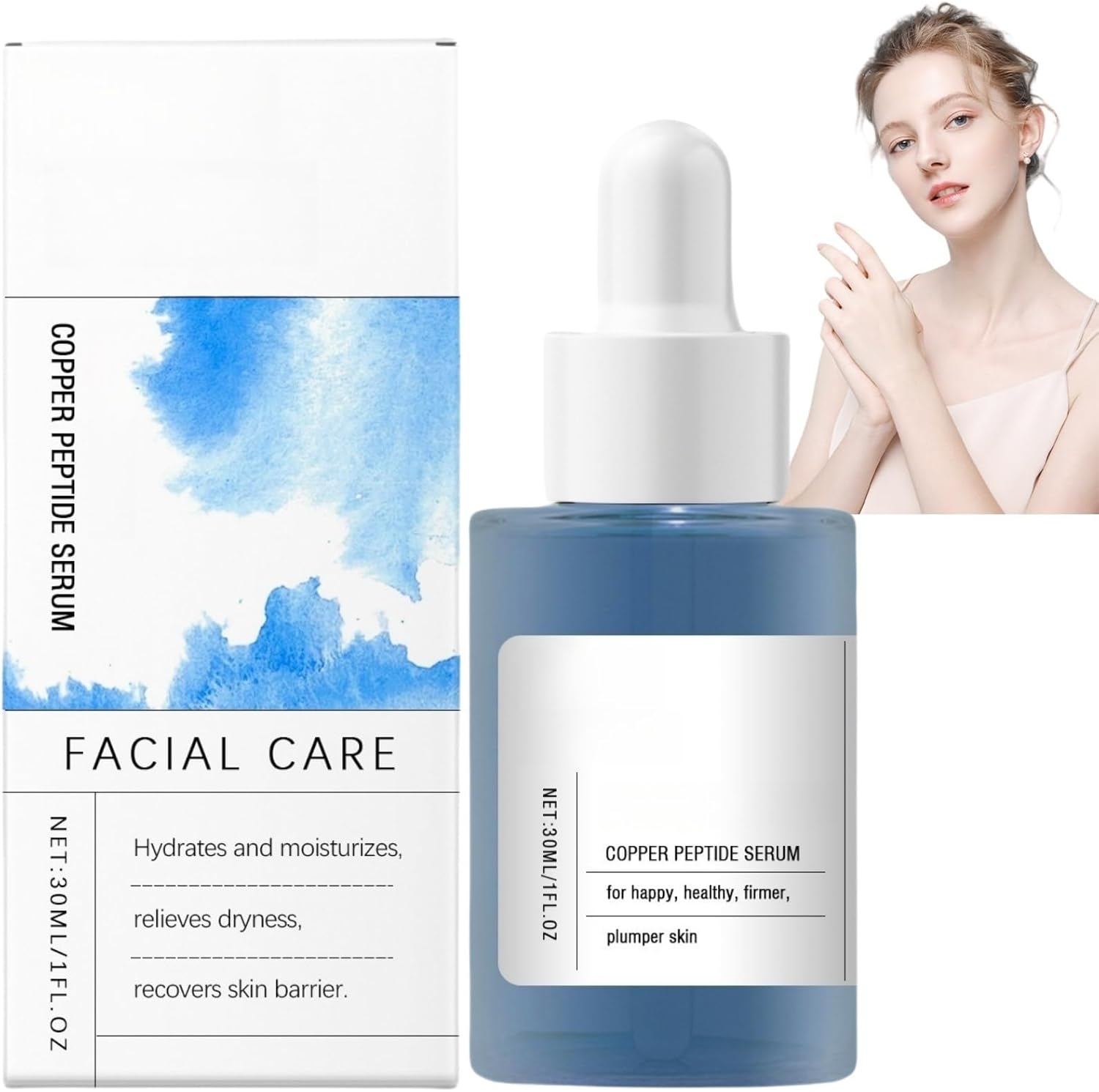 Copper Peptide Serum for Face,Copper Peptide Serum to Target Multiple Signs of Aging,Repairs Premature & Damaged Skin,Skin Tightening Cream for Face,Retinol Serum for Fa-ce,Collagen Fa-ce Cream