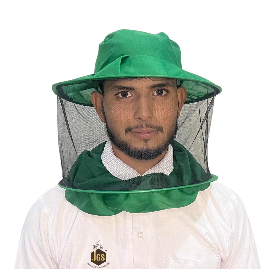 JGS Bee Cap Honeybee Cap | Bee Veil for Protection of Face from Honey Bee Sting | Sting Protection for Neck and Face (Green) - Image 5 thumbnail
