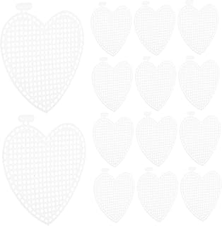 30pcs Heart Shape Pe Mesh Canvas for Embroidery Craft Supplies Heart Cut-Outs