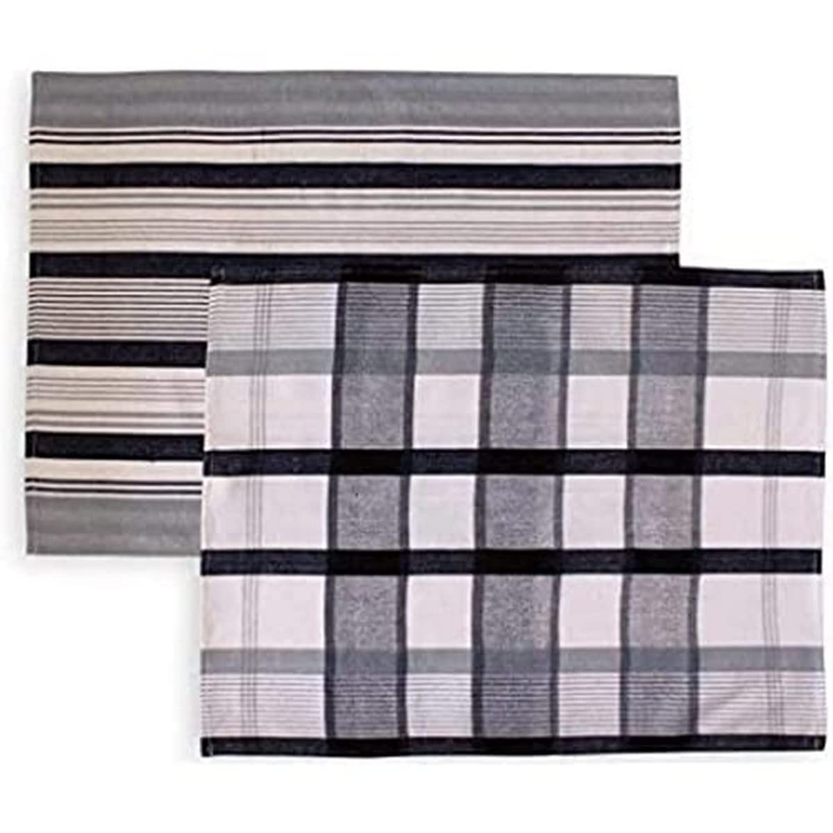 Soleil d'ocre, Set de 2 paños de cocina en algodón PAELLA negro, jacquard 50x70 cm