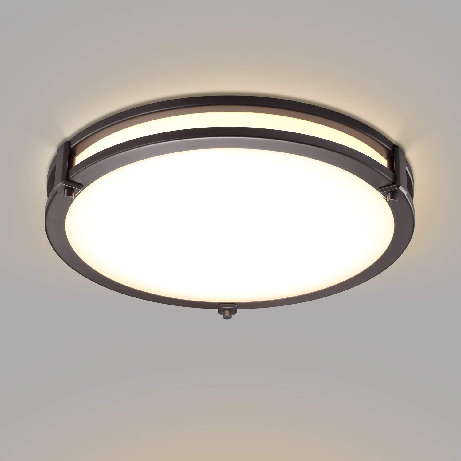 GetInLight LED Flush Mount Ceiling Light, 18-Inch, 30W(150W Equivalent), Bronze Finish, 3000K(Soft White), Dimmable, Round, Dry Location Rated, ETL Listed, IN-0307-4-BZ