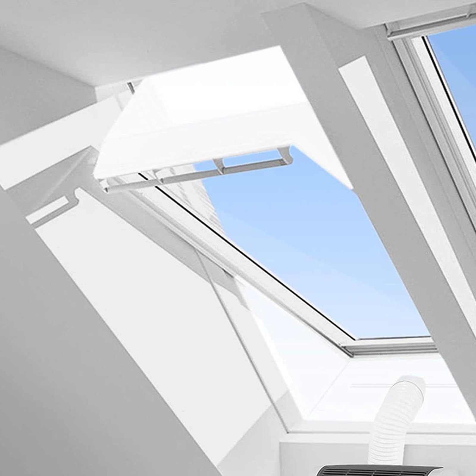 Kit Fenster-Klimaanlage, Fensterabdichtung für Mobile Klimageräte Dachfenster, 2x190CM Hot Air Stop mit Reißverschluss zum Anbringen an Balkontüren, Alternative zur Fensterabdichtung