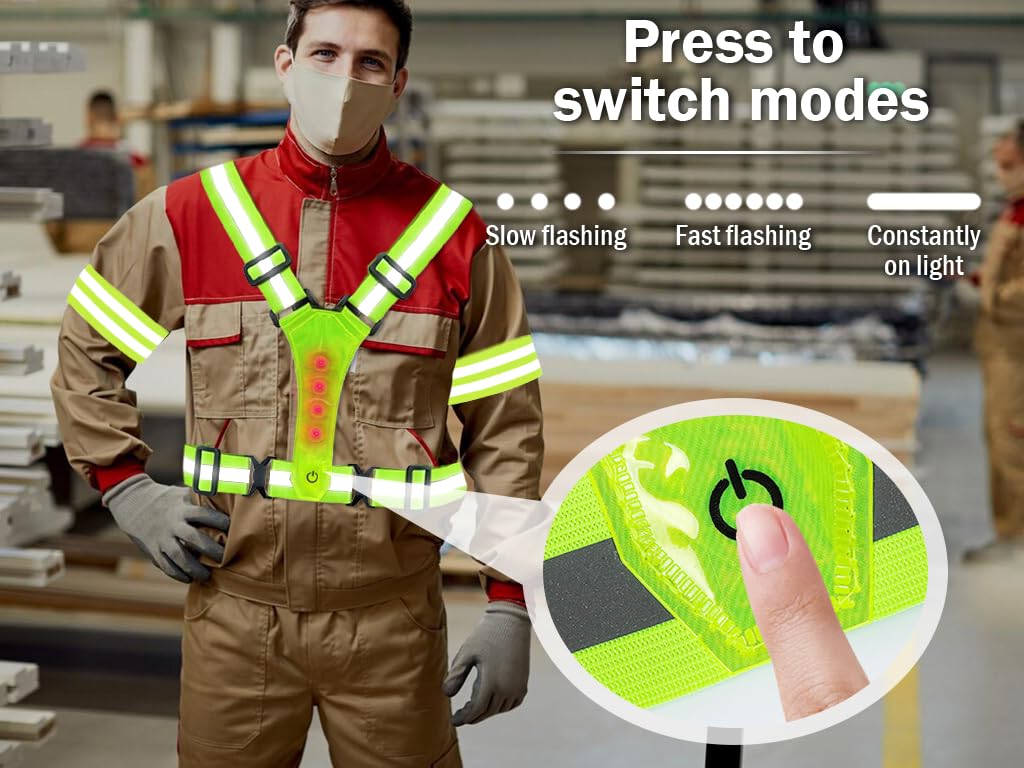 Kit 4 Gilet Catarifrangenti Regolabili + 4 Braccialetti Riflettenti - Alta Visibilità Per Corsa, Bici E Lavoro - Foto 4