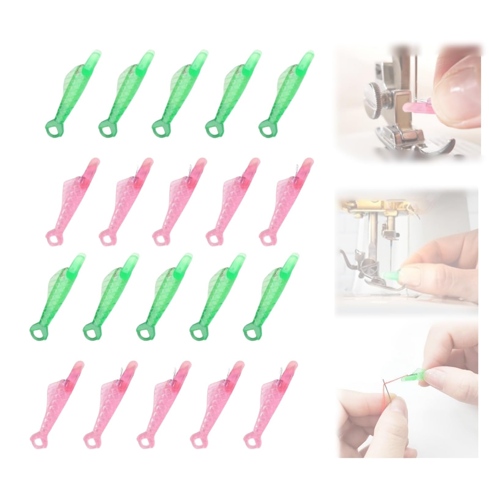 Fish Mouth Sewing Machine Needle Threader, 20Pcs Elderly Guide Needle Threading Tool for Sewing Machine Hand Sewing, Fish Type Sewing Machine Needle Threaders for Sewing Machines Craft DIY Tool