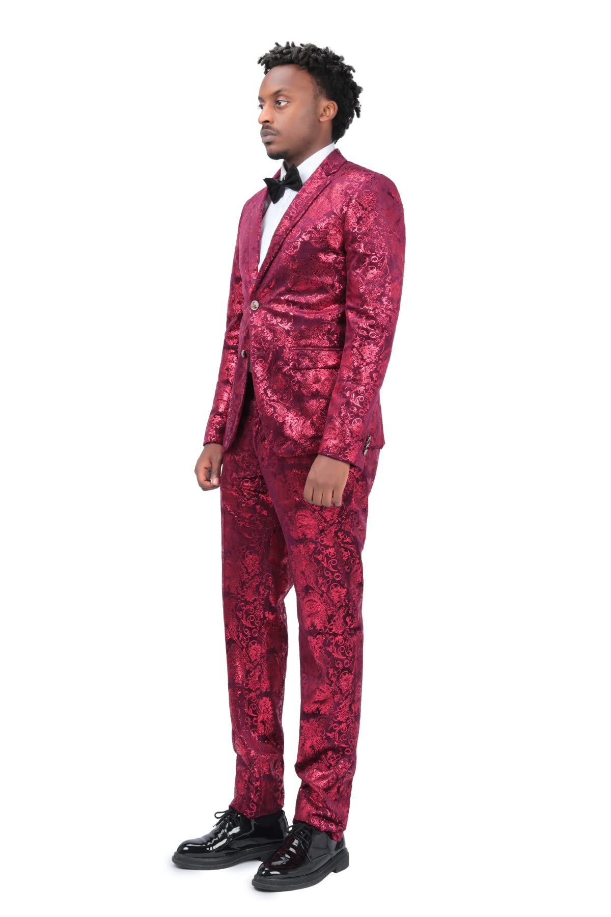 Allthemen Abito da Uomo in 2 Pezzi Slim Fit Casual Wedding Business Cena Jacquard Vestito Completo Giacche Blazer Pantaloni