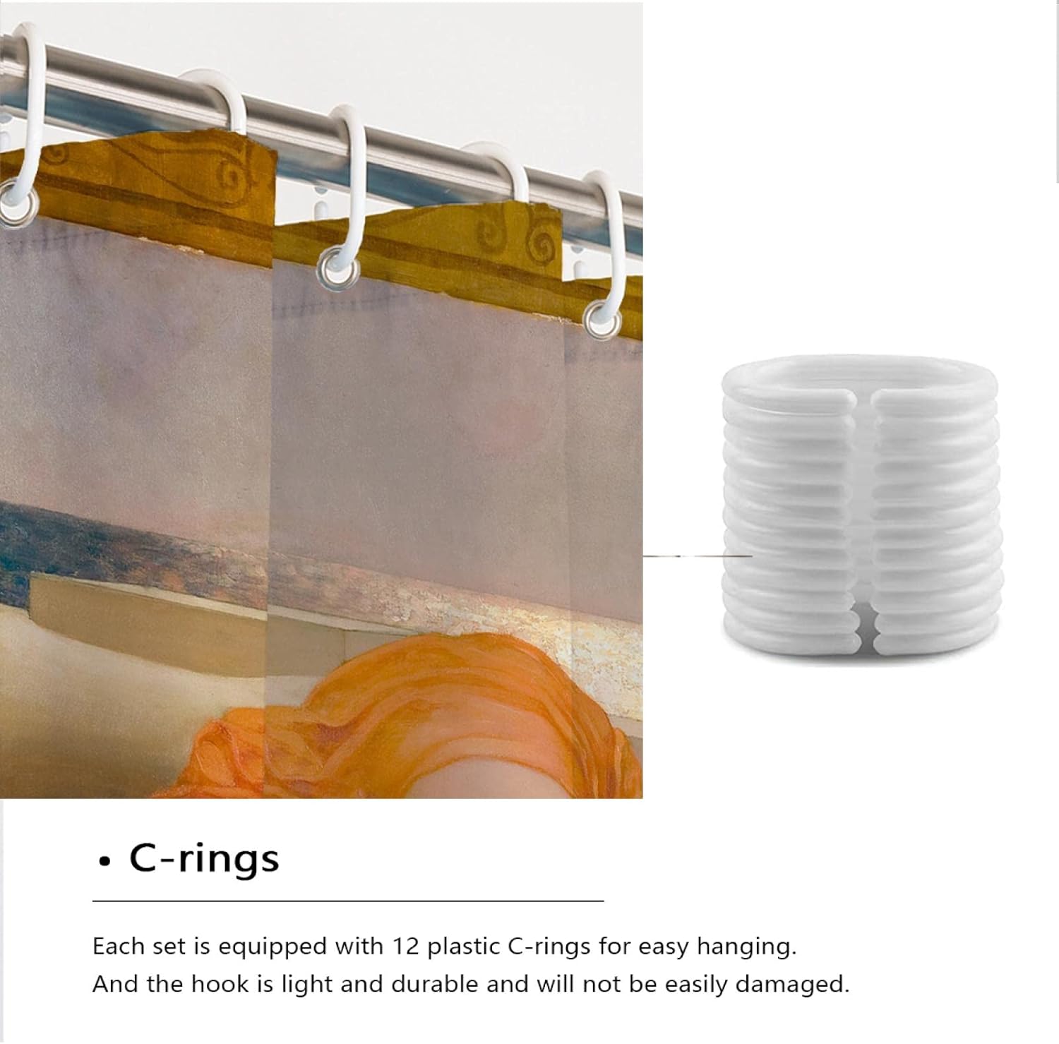 Frederic Leighton Artwork Shower Curtain Liner Sleeping Beauty Bath Curtain with Hooks for Hotel Decor Aestheticism Bathroom Curtain W108 x L72(in)