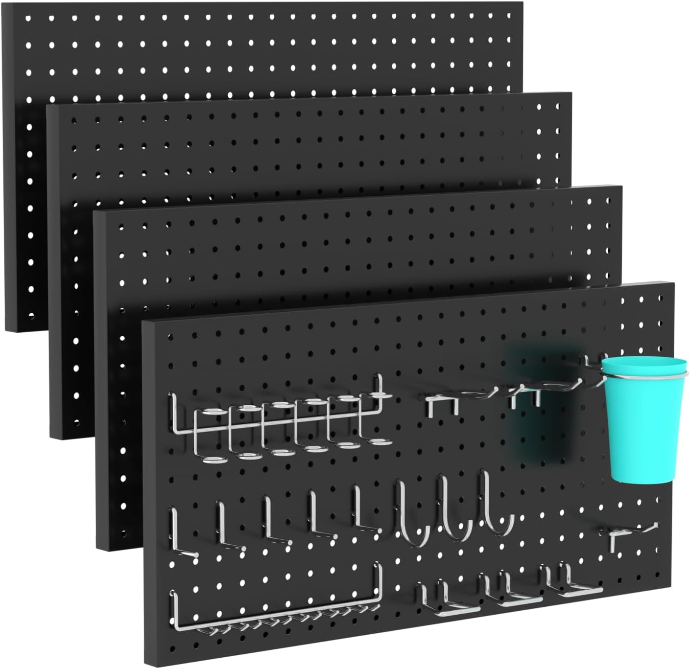 4 PCS - 12" W x 24" H x 0.78" D Metal Pegboard Wall Organizer, Compatible with All 1/8" and 1/4" Hooks, Suitable for Wall Home, Garage Tool Storage, Office Organization, Craft Room, Kitchen