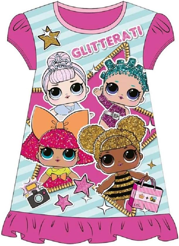 The Pyjama Party Girls LOL Suprise Night Dress Nighty Nightie Pink Dress Pagent Theme (LOL Glitterati, 7-8 Years)