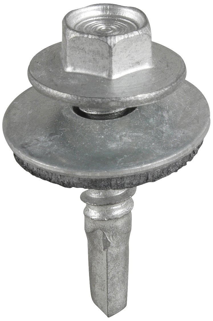 TIMco L38W16B Hex No.3 Self-Drilling Screw 5.5 x 38 and M16 Washers - Silver Ruspert (Box of 100)