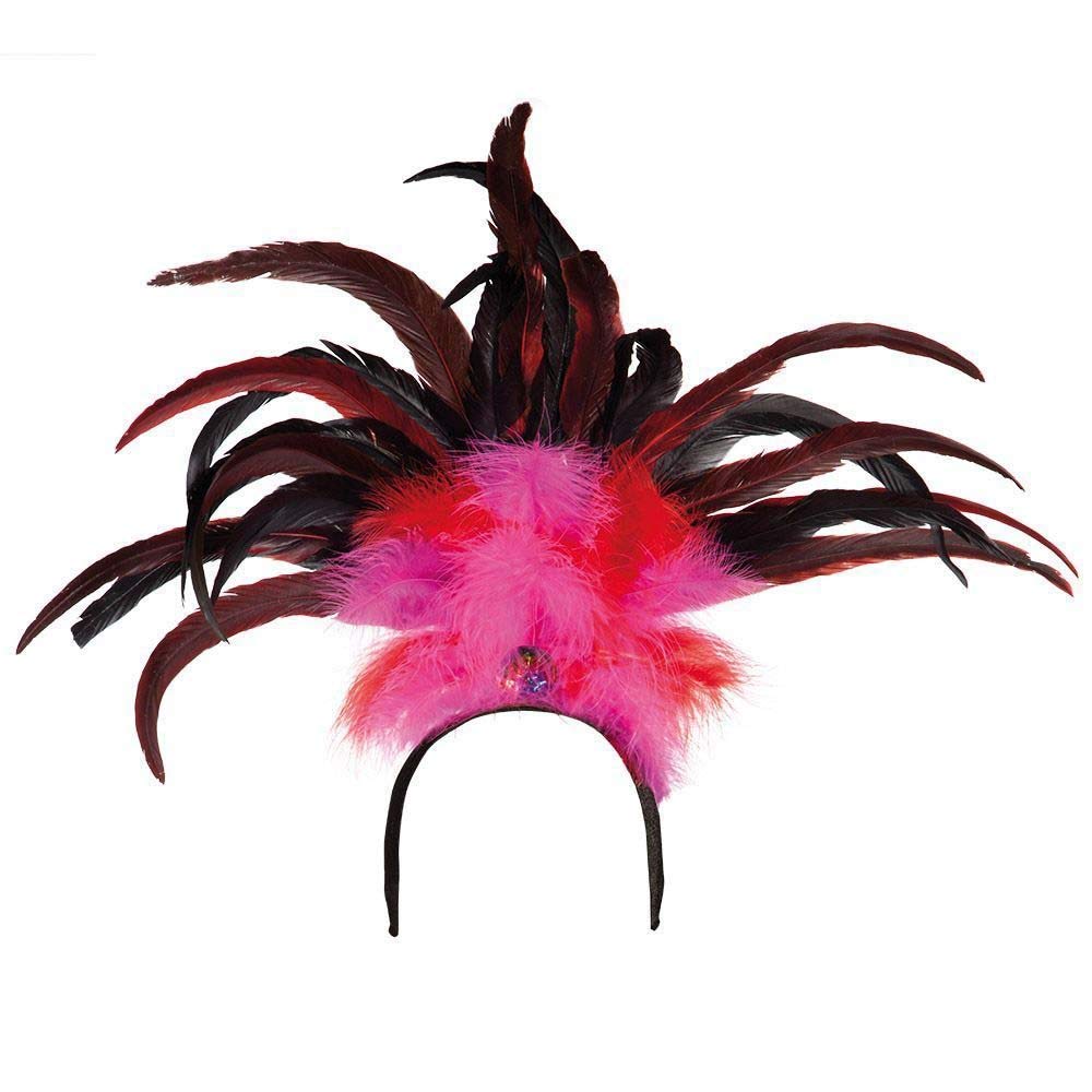 Boland Rio 52283 Headband with Feathers, One Size, Pink/Red