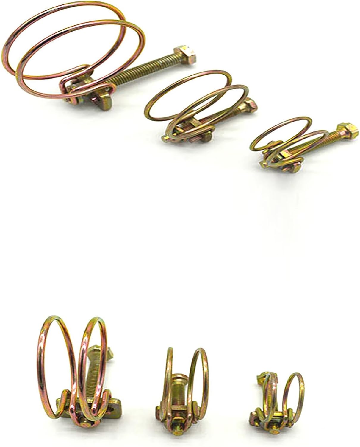 100‑Pack Galvanized Iron Double Wire Hose Clamps, Heavy Duty Spring‑Action Steel Clamps for Water Hoses, Air Compressors, Rubber Tubing(5-5.5cm/1.97-2.17")