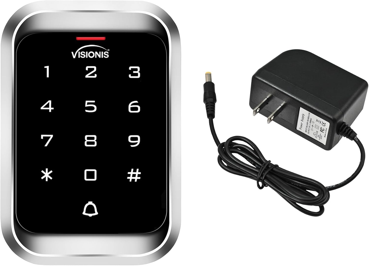 Visionis FPC-5661 VIS-3000 Access Control Indoor + Outdoor Rated IP68 Keypad + Reader Standalone, Wiegand 26, No Software, EM Cards, 1000 Users Kit + Power Supply