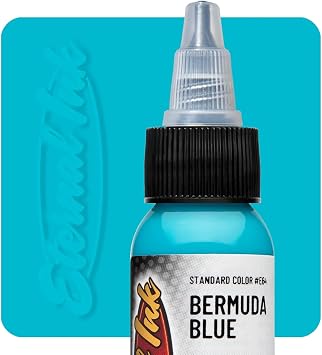 Eternal Ink Bermuda Blue 1 oz Tattoo Ink - Vibrant Tropical Color - Bright Blue - Long-Lasting and Smooth Application - Vegan and Sterile for Professional Tattoo Artists and Beginners
