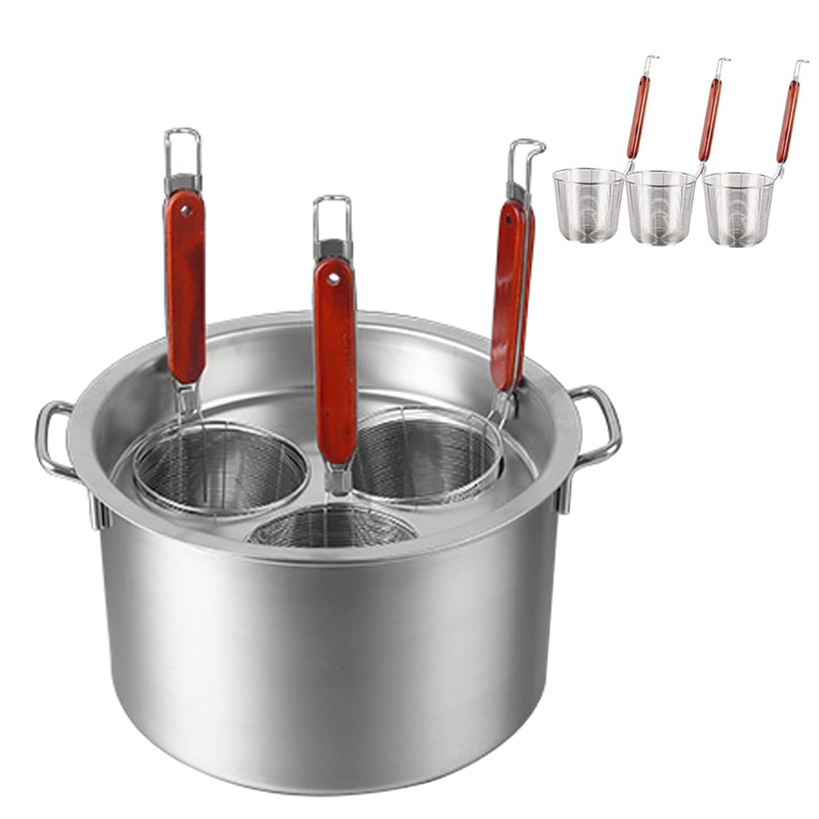 RSBFER Ensemble de casseroles en Acier Inoxydable pour la Cuisson des pâtes – Marmite avec paniers passoires Amovibles et séparateur pour Restaurants, Food Trucks et Cuisines domestiques,3 Hole