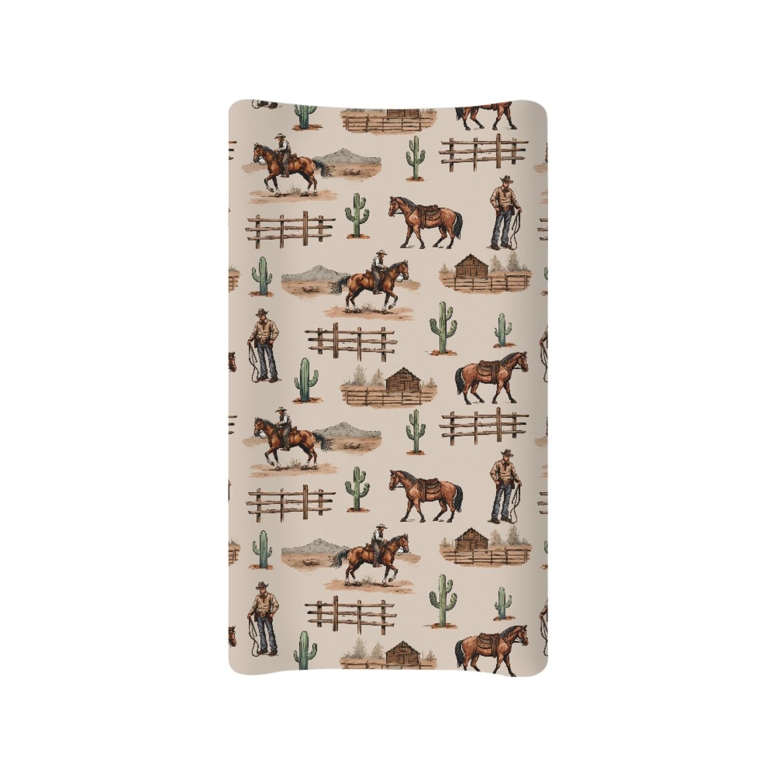Guosanchn Baby Boy Changing Mat Western Horse Changing Mat Aztec Cowboy Changing Table Cover for Girls Newborn Fits 32" x 16" Changing Table Mat — image 1