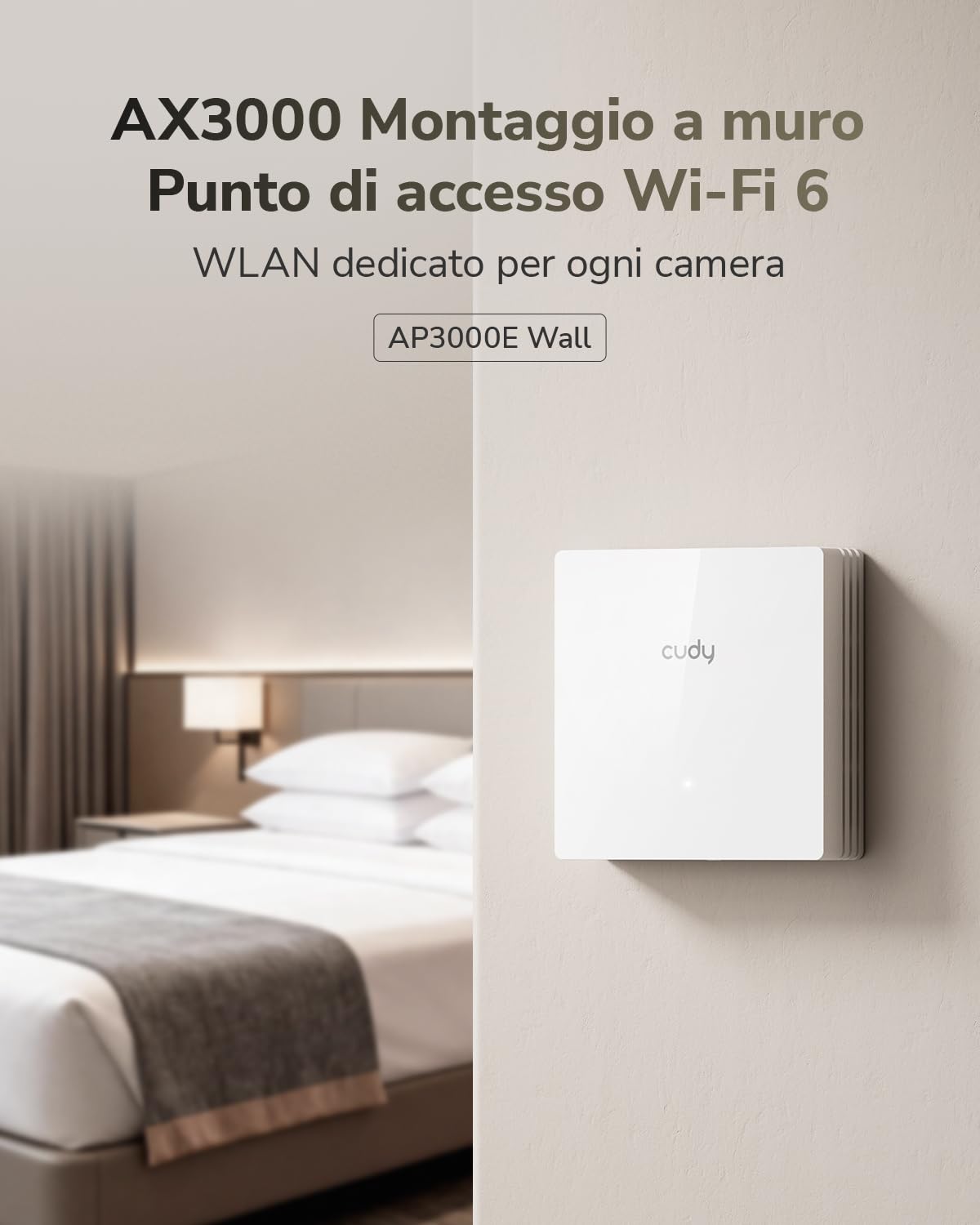 Cudy AX3000 Access Point Wi-Fi 6 a Parete, 2.5GbE PoE, AP3000E Wall | 2402+574 Mbps, 50 m², 60+ Client, 1x 2.5GbE, 1x Gigabit LAN, PoE/PoE Passivo, Multi-SSID, VLAN, Captive Portal
