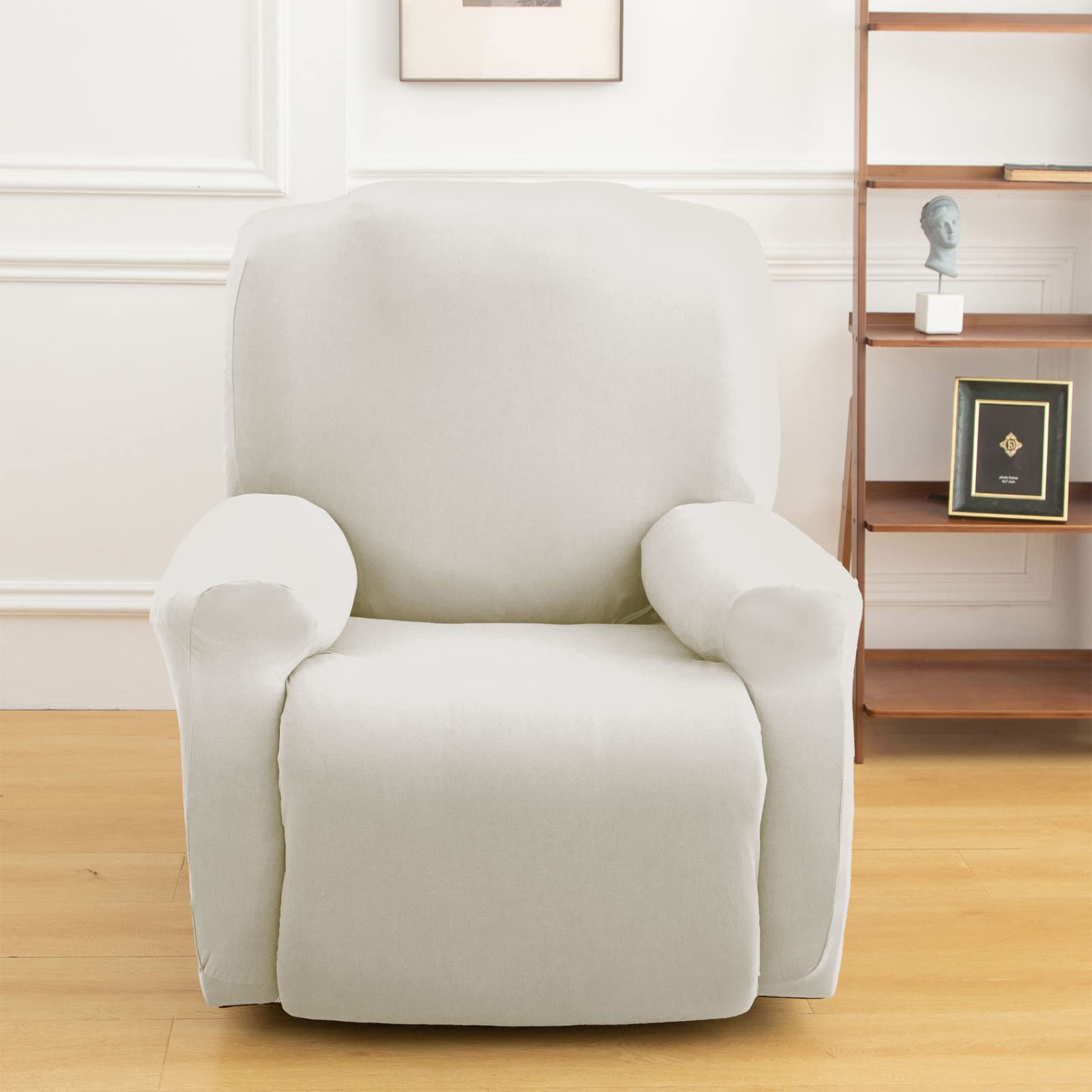 Jaotto Copripoltrona Relax Reclinabile,Fodere Copripoltrona 1 Posto Universale,Moderne Copripoltrona Relax Reclinabile con Tasche Lavabile,Coperture per Divano da Massaggio,Beige