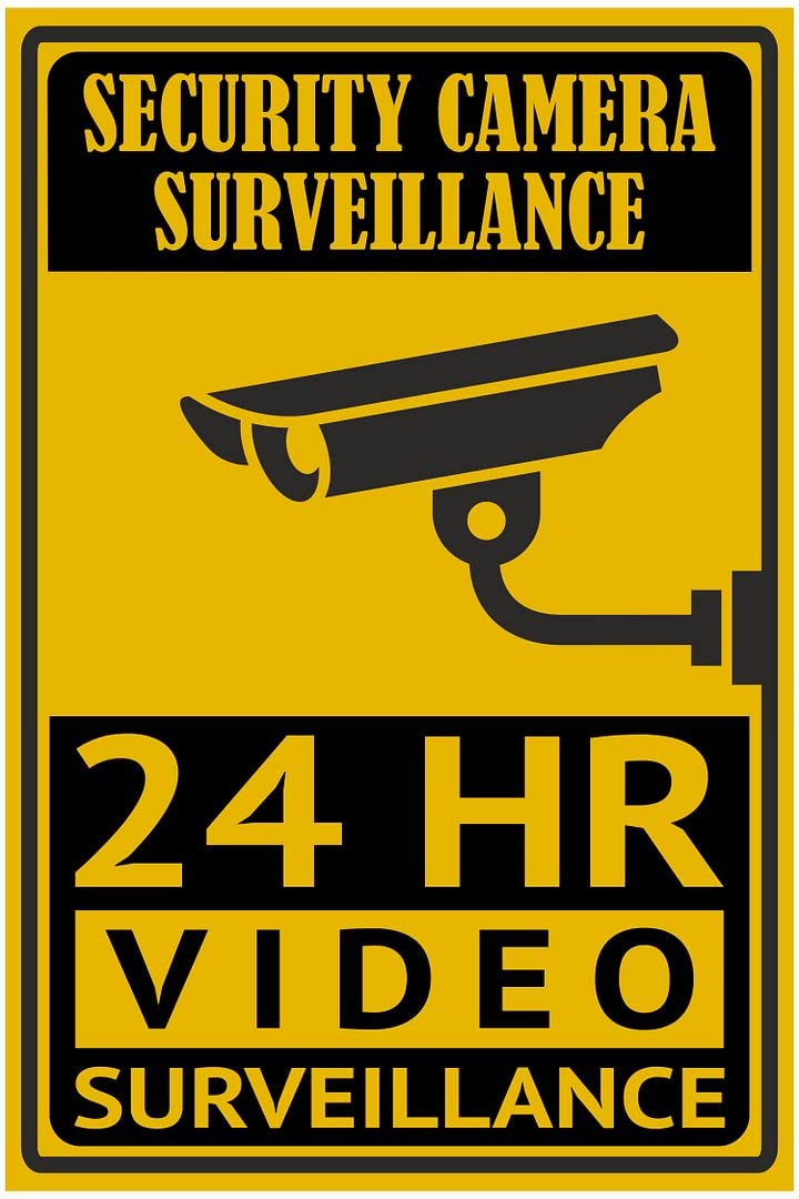 CVANU CCTV Warning Security Camera Self-Adhesive Vinyl Sticker Decal_2pcs