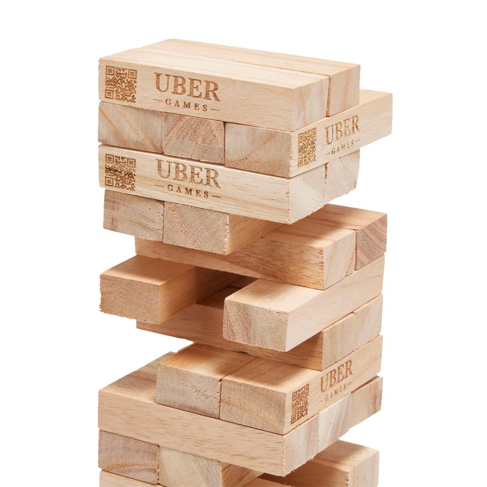 Uber Games Stapelturm aus Hartholz - Midi - 5 KG - bis zu 90+ cm hoch - ECO Made in India - In Luxus-Tragetasche