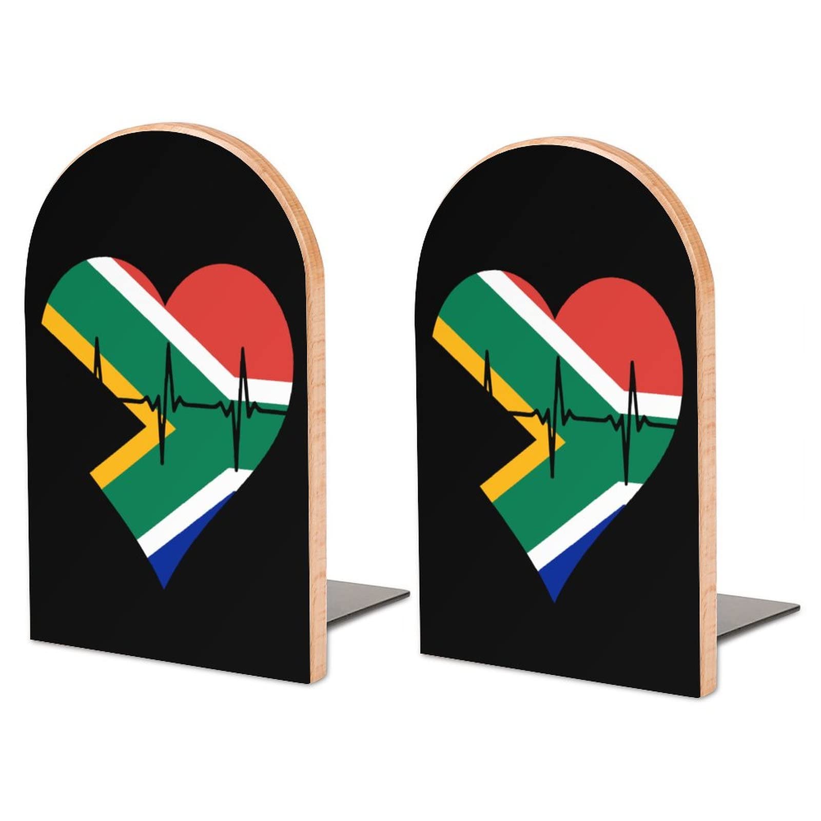 Love South_Africa Heartbeat Bookends Heavy Duty Book Stand 1 Pair for Home Office Shelves Decorative