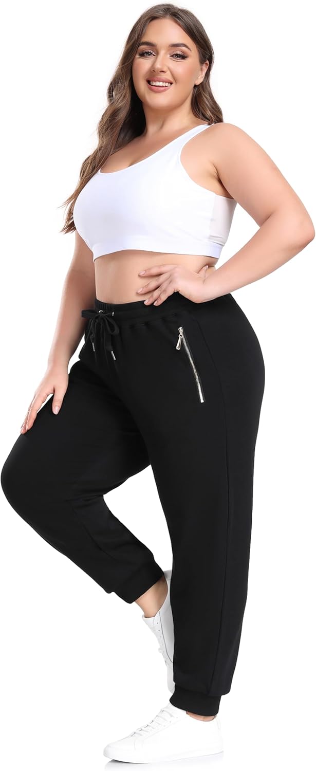 ZERDOCEAN Women's Plus Size Fleece Lined Sweatpants Casual Workout Athletic Joggers Zipper Pockets - Image 5